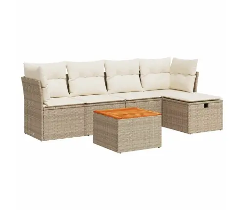 6-Daļīgs Dārza Dīvāna Komplekts, Matrači, Bēša Pe Rotangpalma Vidaxl