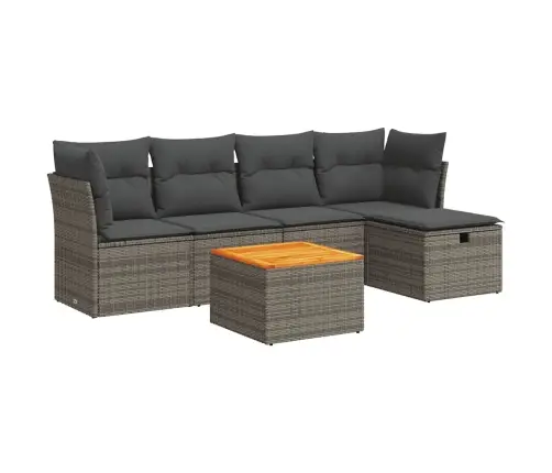 6-Daļīgs Dārza Dīvāna Komplekts Ar Matračiem, Pelēks Pe Pinums Vidaxl