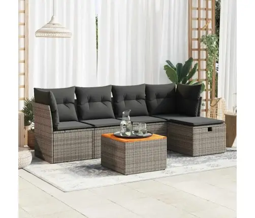 6-Daļīgs Dārza Dīvāna Komplekts Ar Matračiem, Pelēks Pe Pinums Vidaxl