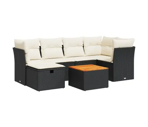 7-Daļīgs Dārza Dīvāna Komplekts Ar Matračiem, Melna Pe Vidaxl