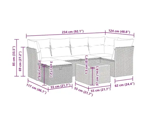 7-Daļīgs Dārza Dīvāna Komplekts, Matrači, Bēša Pe Rotangpalma Vidaxl