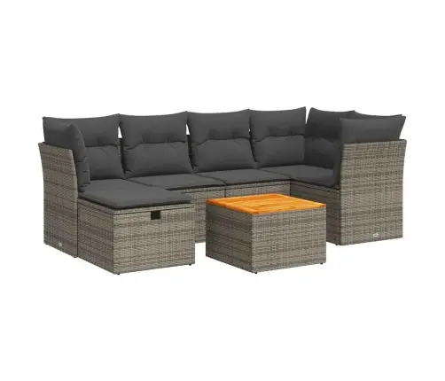 7-Daļīgs Dārza Dīvāna Komplekts, Matrači, Pelēka Pe Rotangpalma Vidaxl