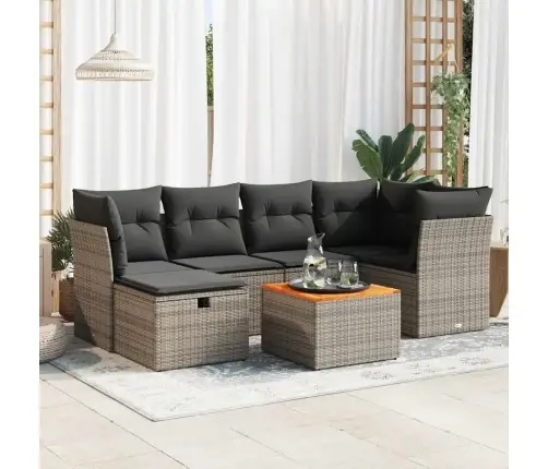 7-Daļīgs Dārza Dīvāna Komplekts, Matrači, Pelēka Pe Rotangpalma Vidaxl