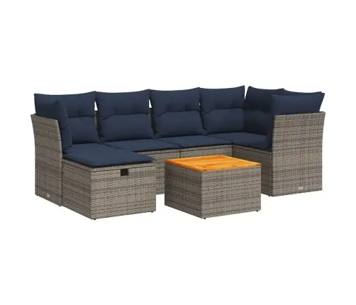 7-Daļīgs Dārza Dīvāna Komplekts, Matrači, Pelēka Pe Rotangpalma Vidaxl