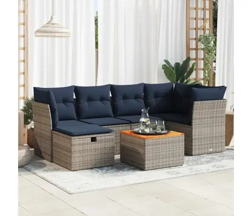 7-Daļīgs Dārza Dīvāna Komplekts, Matrači, Pelēka Pe Rotangpalma Vidaxl