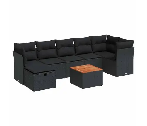 8-Daļīgs Dārza Dīvāna Komplekts, Matrači, Melna Pe Rotangpalma Vidaxl