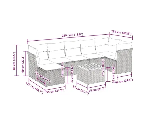8-Osaline Aiadiivani Komplekt Patjadega, Must, Polürotang