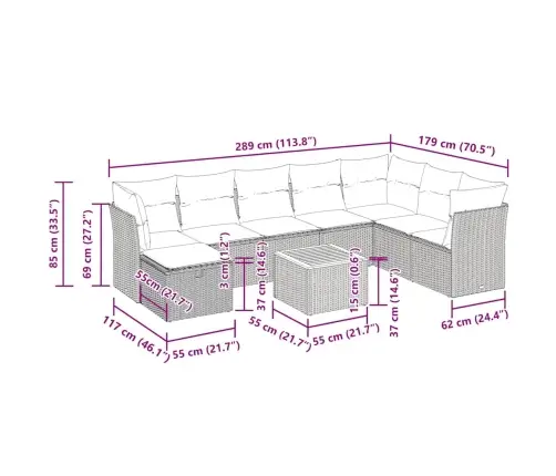 9-Osaline Aiadiivani Komplekt Patjadega, Must, Polürotang