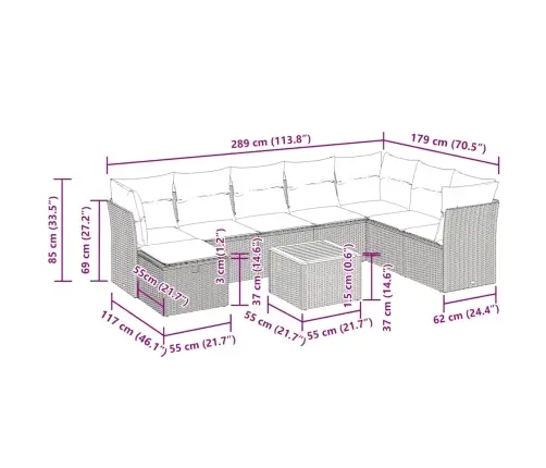 9-Osaline Aiadiivani Komplekt Patjadega, Must, Polürotang