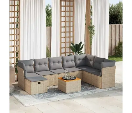 9-Osaline Aiadiivani Komplekt Patjadega, Beež, Polürotang