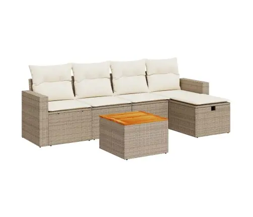 6-Daļīgs Dārza Dīvāna Komplekts, Matrači, Bēša Pe Rotangpalma Vidaxl