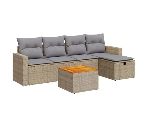 6-Daļīgs Dārza Dīvāna Komplekts, Matrači, Bēša Pe Rotangpalma Vidaxl