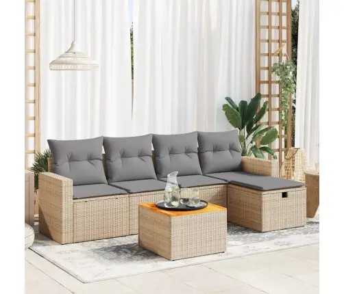 6-Daļīgs Dārza Dīvāna Komplekts, Matrači, Bēša Pe Rotangpalma Vidaxl