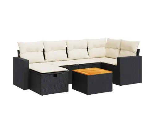 7-Daļīgs Dārza Dīvāna Komplekts Ar Matračiem, Melna Pe Vidaxl