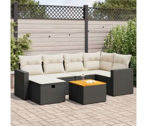 7-Daļīgs Dārza Dīvāna Komplekts Ar Matračiem, Melna Pe Vidaxl