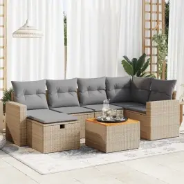 7-Osaline Aiadiivani Komplekt Patjadega, Beež, Polürotang