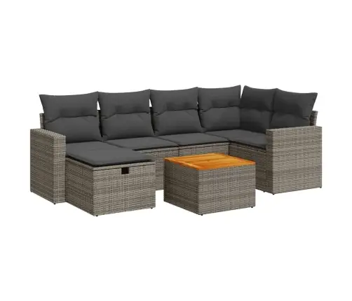 Sofos Komplektas Su Pagalvėlėmis, 7 Dalių, Pilkas, Poliratanas