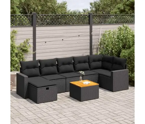 8-Daļīgs Dārza Dīvāna Komplekts, Matrači, Melna Pe Rotangpalma Vidaxl