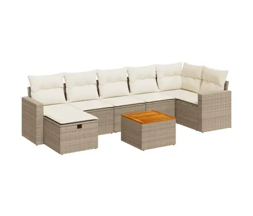 8-Daļīgs Dārza Dīvāna Komplekts, Matrači, Bēša Pe Rotangpalma Vidaxl