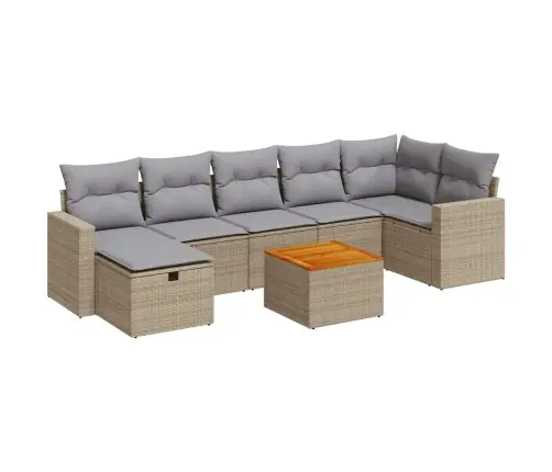 8-Daļīgs Dārza Dīvāna Komplekts, Matrači, Bēša Pe Rotangpalma Vidaxl