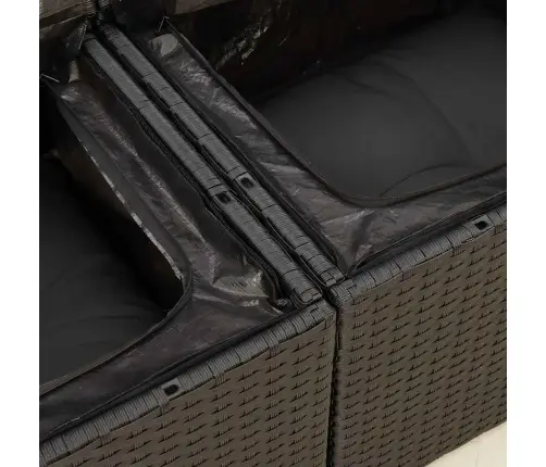 Sofos Komplektas Su Pagalvėlėmis, 6 Dalių, Juodas, Poliratanas