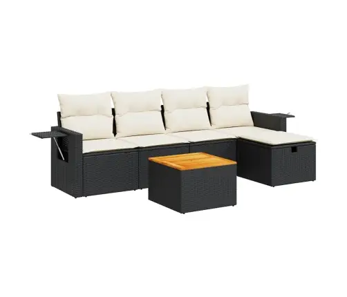 6-Daļīgs Dārza Dīvāna Komplekts, Matrači, Melna Pe Rotanpalma Vidaxl