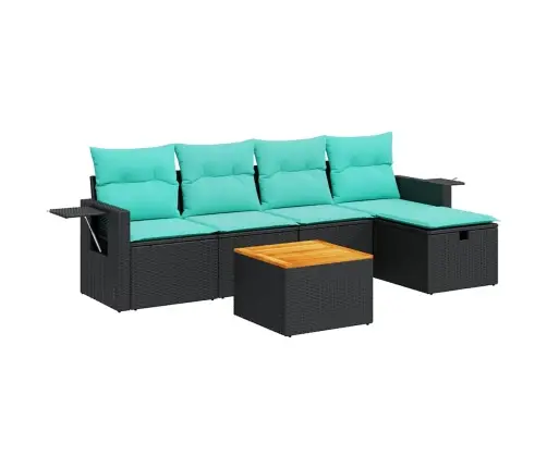 6-Daļīgs Dārza Dīvāna Komplekts, Matrači, Melna Pe Rotanpalma Vidaxl