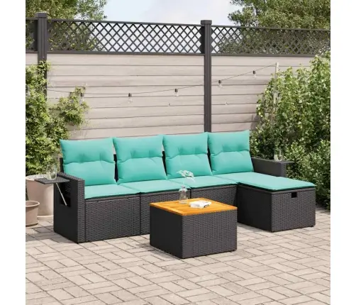 6-Daļīgs Dārza Dīvāna Komplekts, Matrači, Melna Pe Rotanpalma Vidaxl