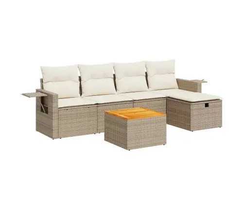 6-Daļīgs Dārza Dīvāna Komplekts, Matrači, Bēša Pe Rotangpalma Vidaxl