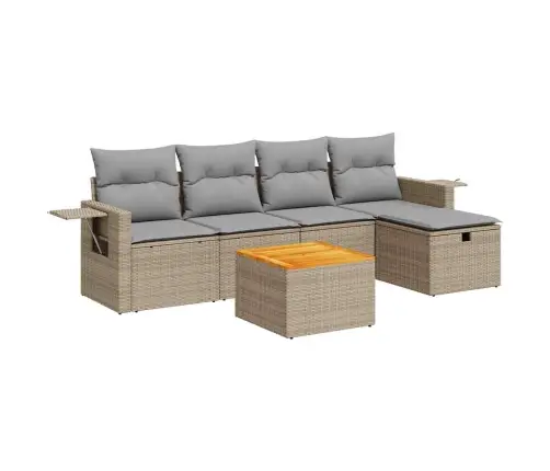 Sofos Komplektas Su Pagalvėlėmis, 6 Dalių, Smėlio, Poliratanas