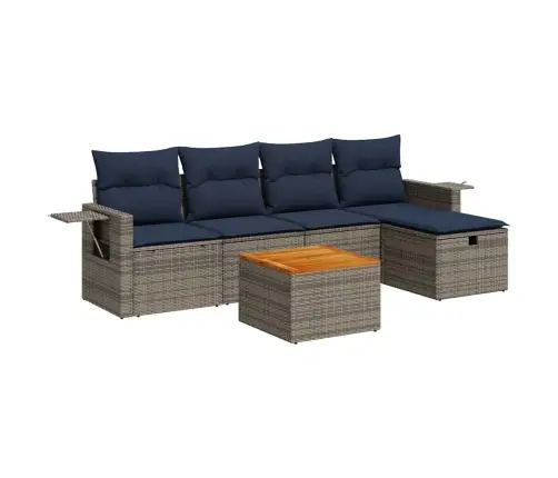 Sofos Komplektas Su Pagalvėlėmis, 6 Dalių, Pilkas, Poliratanas