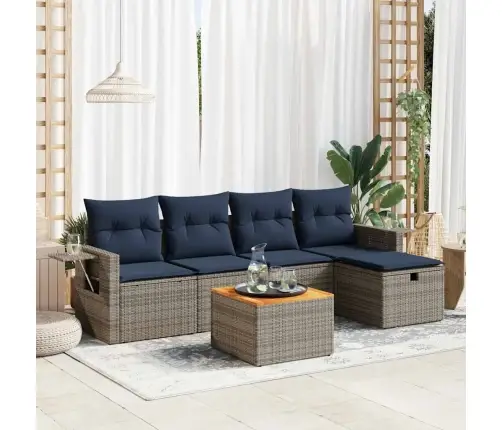 Sofos Komplektas Su Pagalvėlėmis, 6 Dalių, Pilkas, Poliratanas