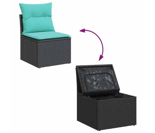 7-Daļīgs Dārza Dīvāna Komplekts Ar Matračiem, Melna Pe Vidaxl