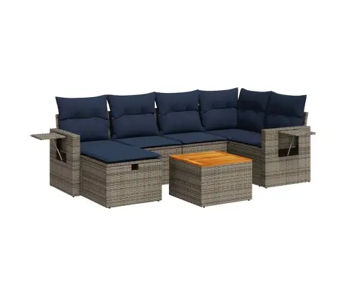 7-Daļīgs Dārza Dīvāna Komplekts, Matrači, Pelēka Pe Rotangpalma Vidaxl