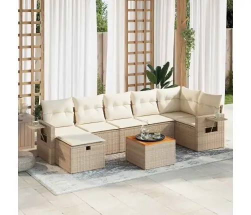 Sofos Komplektas Su Pagalvėlėmis, 8 Dalių, Smėlio, Poliratanas