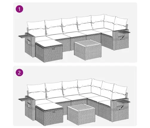 8-Daļīgs Dārza Dīvāna Komplekts Ar Matračiem, Pelēks Pe Pinums Vidaxl