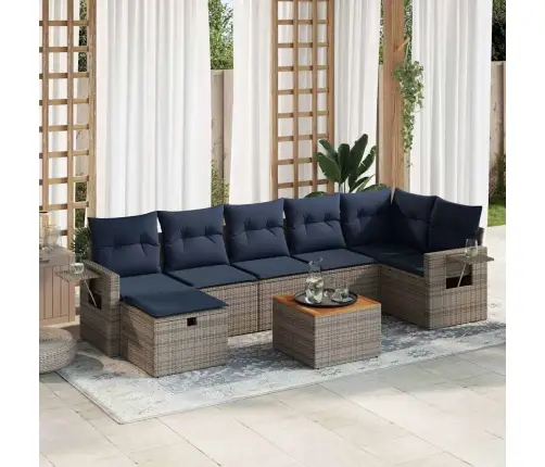 8-Daļīgs Dārza Dīvāna Komplekts Ar Matračiem, Pelēks Pe Pinums Vidaxl