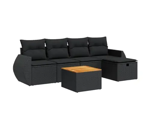 6-Daļīgs Dārza Dīvāna Komplekts, Matrači, Melna Pe Rotanpalma Vidaxl