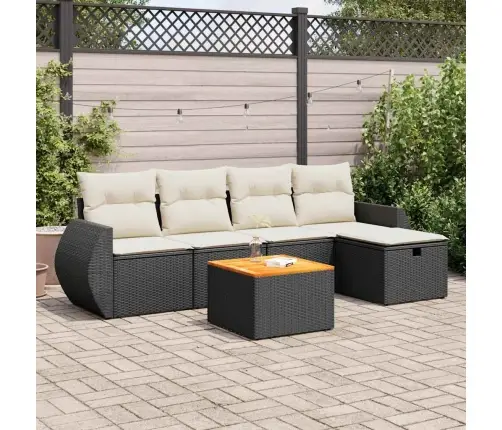 Sofos Komplektas Su Pagalvėlėmis, 6 Dalių, Juodas, Poliratanas