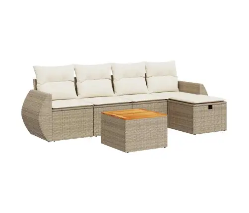 Sofos Komplektas Su Pagalvėlėmis, 6 Dalių, Smėlio, Poliratanas