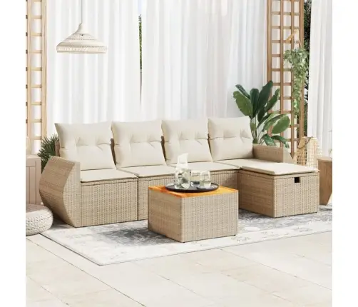 Sofos Komplektas Su Pagalvėlėmis, 6 Dalių, Smėlio, Poliratanas