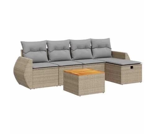 Sofos Komplektas Su Pagalvėlėmis, 6 Dalių, Smėlio, Poliratanas