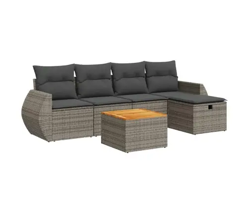 6-Daļīgs Dārza Dīvāna Komplekts Ar Matračiem, Pelēks Pe Pinums Vidaxl