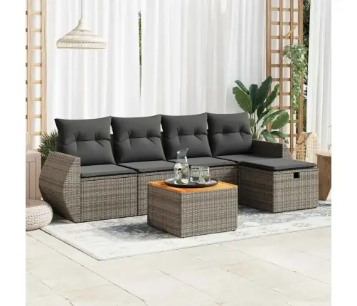 6-Daļīgs Dārza Dīvāna Komplekts Ar Matračiem, Pelēks Pe Pinums Vidaxl