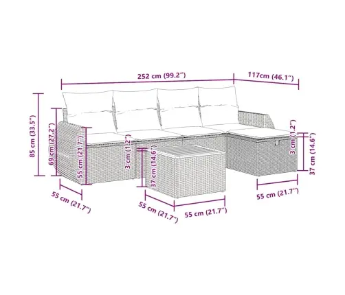 6-Osaline Aiadiivani Komplekt Patjadega, Hall, Polürotang