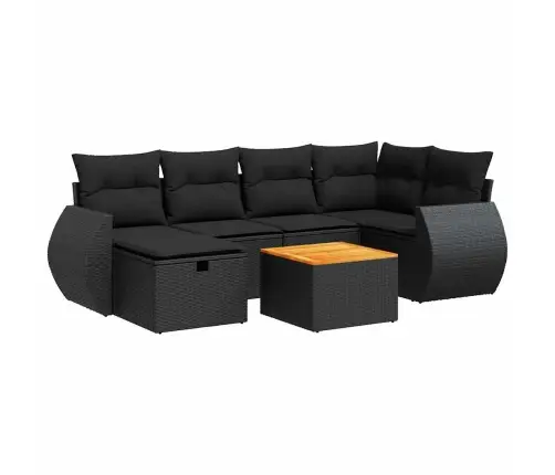 7-Daļīgs Dārza Dīvāna Komplekts Ar Matračiem, Melna Pe Vidaxl