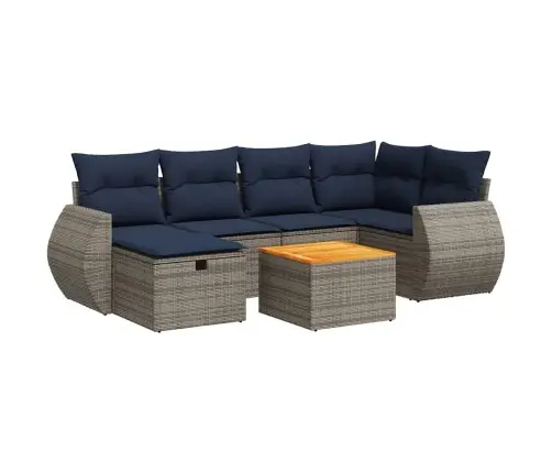 Sofos Komplektas Su Pagalvėlėmis, 7 Dalių, Pilkas, Poliratanas