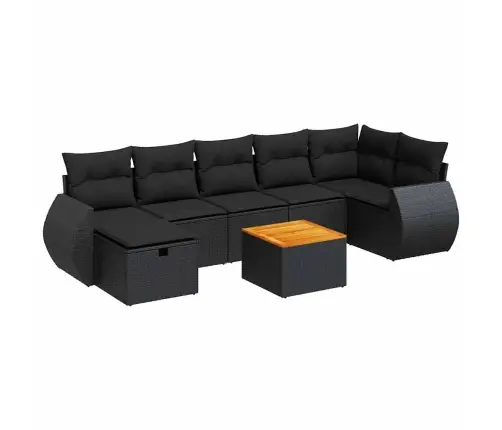 8-Daļīgs Dārza Dīvāna Komplekts, Matrači, Melna Pe Rotangpalma Vidaxl
