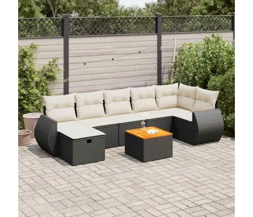 8-Daļīgs Dārza Dīvāna Komplekts, Matrači, Melna Pe Rotangpalma Vidaxl