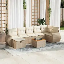 8-Osaline Aiadiivani Komplekt Patjadega, Beež, Polürotang